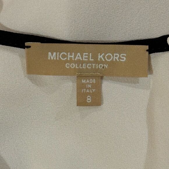 $595 Michael Kors Collection Ruffle Sleeve Silk Blouse. Made in Italy. Size 8 - Picture 3 of 5